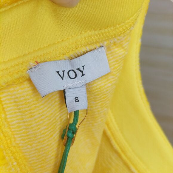 Voy Women's Yellow Bubble Sleeve Cheetah Textured Top Size Small NWT - Picture 5 of 10